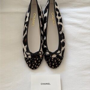 CHANEL Pony Hair Leopard Ballet Flats